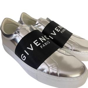 Givenchy City Sport Urban Street Metallic Silver Leather Sneakers Size 40